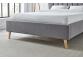 4ft6 Double Tasmin light grey fabric upholstered bed frame bedstead. Tall, High curved headend 4